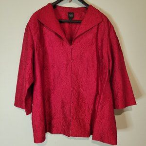 Eileen Fisher Red Crinkle Silk Crepe Jacket 1X